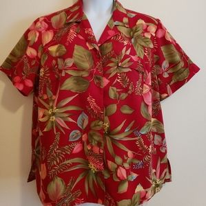 Sag Harbor short sleeve 1X floral blouse